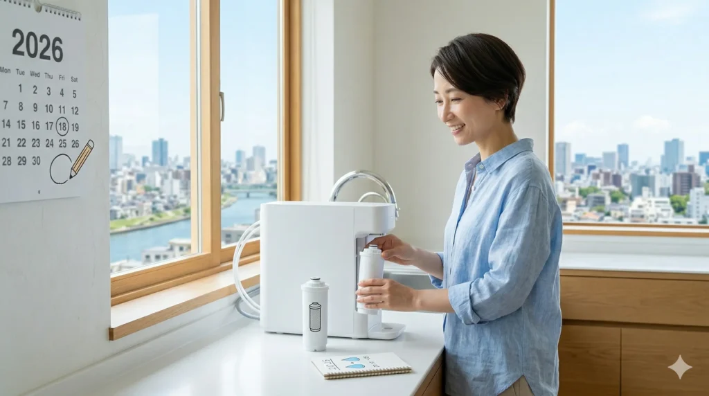 通販生活の浄水器ナノセラムの維持費と設置のコツ