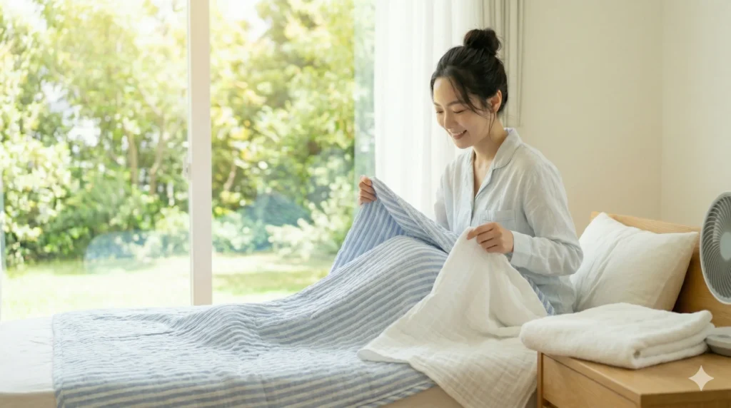 ガーゼケットやタオルケットとの機能性を比較